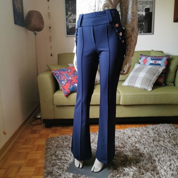 Bootcut US 26 navy blue high-rise bootcut pants - Picture 1 of 12